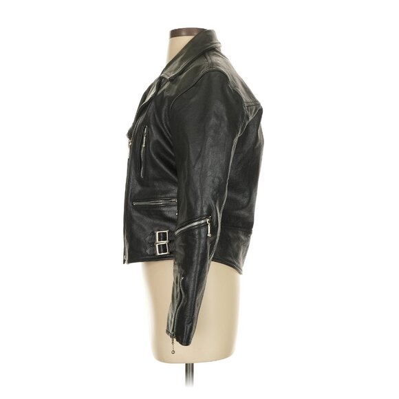 Women's Black Leather Jacket - Picture 5 of 10